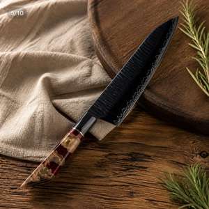 Cuchillo de Chef Artesanal de Cobre Damasco con Mango de Madera de Palisandro, Cuchillo Profesional de Cocina para Cortar Carne y Verduras - Product Image 4