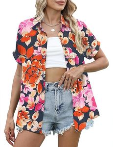 เสื้อเชิ้ตฮาวายลายดอกไม้สำหรับผู้หญิง สวมใส่สบายๆ เหมาะสำหรับฤดูร้อนและชายหาด - Product Image 4