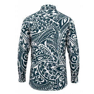เสื้อเชิ้ตฮาวายแขนยาวสำหรับผู้ชาย ลายชนเผ่า พิมพ์ลายดิจิทัล ผ้าฝ้ายระบายอากาศ เสื้อแฟชั่นสำหรับทำงาน - Product Image 3