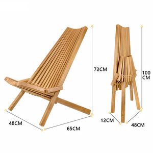 Chaise longue pliante en bois d'acacia, imperméable, pour extérieur, patio, jardin - Product Image 2