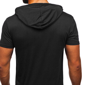 <b>Black</b> Hooded T <b>Shirt</b> <b>Men</b> <b>Short</b> <b>Sleeve</b> Pullover Tee Casual Streetwear Latest Design High Quality Fully Customized T <b>Shirt</b> Hoodies - Product Image 4