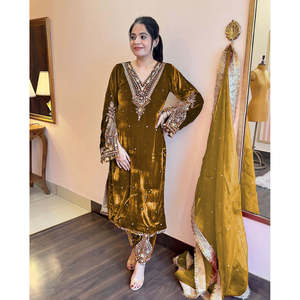 Ensembles de créateurs pour femmes Top en velours de viscose pur Plazzo et Dupatta pour un look de fête - Product Image 2