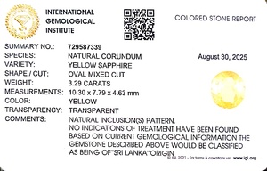 Zafiro amarillo ovalado natural de 3,29 quilates de Sri Lanka, piedras preciosas sueltas para la fabricación de joyas y anillos YOIS-204 - Product Image 6