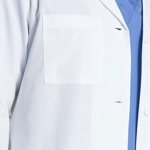 Bata de Laboratorio de Algodón Blanca para Hombre con Nombre de Hospital Personalizado, Manga Larga, Uniforme de Hospital Tejido, Vista Trasera - Product Image 4
