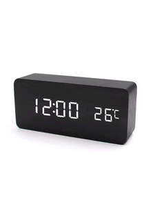 Horloges de table numériques au design moderne, grand écran LED, réveil en bois - Product Image 2