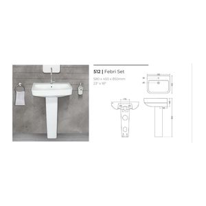 Exclusivo lavabo de cerámica con pedestal para lavandería, lavabo de porcelana para baño de 580x450x850mm, lavabo para lavar ropa, juego Febri - Product Image 3