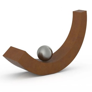Urne funéraire Orbit en métal courbé en forme de vague avec sphère décorative, finition rouille, récipient pour cendres de crémation pour décoration commémorative - Product Image 6