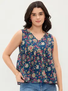 Blusa de Algodón con Estampado Azul y Cuello en V para Mujer, Ideal para Citas Nocturnas y Cenas, a Precio Accesible - Product Image 2