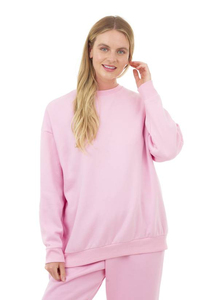 เสื้อสเวตเตอร์ถักคอกลมสีชมพูสำหรับผู้หญิงแขนยาวสีทึบสวมใส่ในฤดูใบไม้ร่วง - Product Image 3