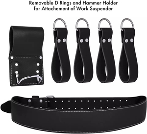 <b>Leather</b> <b>Tool</b> Belt Set Multi Pocket Organizer Waist Bag for Electrician Carpenter Workshop Use - Product Image 6