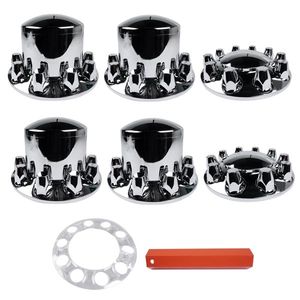 Kit de caches d'essieux chromés avant et arrière avec écrous de 33 mm pour semi-remorques - Product Image 3