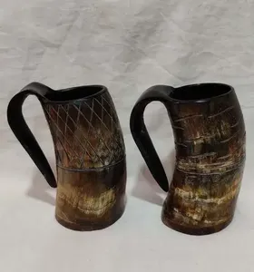 Top Quality Ox Horn Mug With Hand Carved Natural Viking Style Wedding Gift Polished Eco-Friendly With Custom Carved At Low Price - Product Image 5