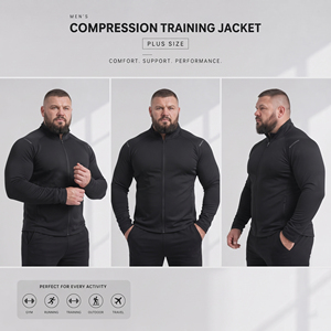 Wholesale Plus Size Training <b>Jackets</b> Men Stand Collar Compression Zipper Muscle Fit Workout Wear <b>Jacket</b> Men Compression <b>Jacket</b> - Product Image 2