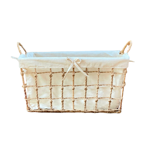High-Quality Natural Water Hyacinth Seagrass Rattan Bamboo <b>STORAGE</b> <b>BASKET</b> with Frame and Cotton Liner <b>Storage</b> Organizer - Product Image 1