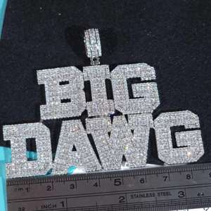 Collar con Dijes Personalizados de Moissanita VVS de Corte Brillante con Engaste de Bisel, Joyería para Despedida de Soltera, Chapado en Plata, Estilo Hip Hop - Product Image 2