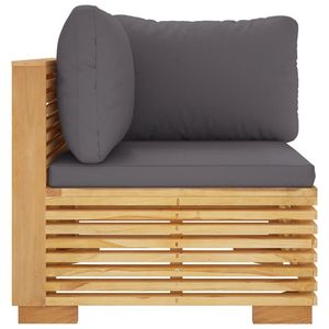 Sofá de Esquina para Jardín de Madera de Teca Sólida Gris Oscuro, 27.4 x 27.4 x 23.6 pulgadas - Product Image 3