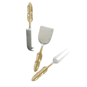 Juego de 3 cuchillos para queso de madera de mango y acero inoxidable con diseño único, elegantes utensilios de cocina para servir, para uso en hoteles y restaurantes. - Product Image 5