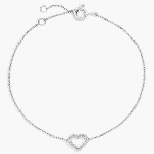 Mini Diamond Open Heart <b>Bracelet</b> in White Gold - Product Image 1