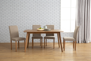Premium KD Design <b>Walnut</b> Finish Wood Dining <b>Table</b> Solid Rubberwood Legs in 6 Seater Rectangle Occasional <b>Table</b> Made in Malaysia - Product Image 2