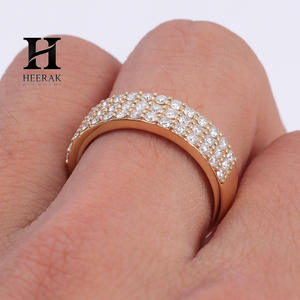 Bague en or 14 carats à plusieurs rangs sertis de diamants - Bague éternelle de luxe avec diamants de laboratoire/naturels - Product Image 3