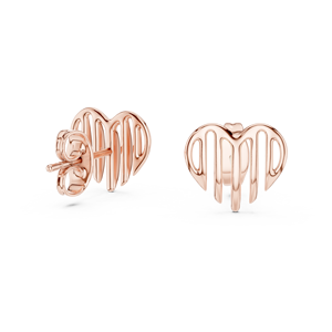 TRENDY HEART <b>EARRING</b> <b>SET</b> IN 18KT SOLID ROSE <b>GOLD</b> ENGAGEMENT WEDDING PARTY VALENTINE GIFTING GLAM EVENT DAILY USE FOR WOMEN - Product Image 1