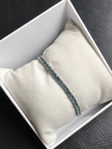 Bracelet tennis unisexe de haute qualité en argent sterling 925 avec topaze bleue de Londres naturelle ovale certifiée IGI, idéal pour les soirées - Product Image 4