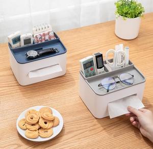 Multifunction Desktop Tissue Box Eyewear Holder Glasses Organizer with Compartments for Home Office - Product Image 5