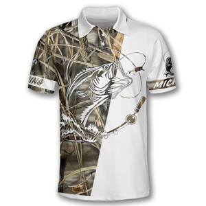 เสื้อโปโลตกปลาแขนยาวสำหรับผู้ชาย แห้งเร็ว ระบายอากาศ ป้องกันแบคทีเรีย ซับลิเมชั่น UPF50 ขายส่ง - Product Image 2