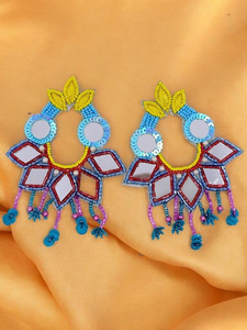 Handcrafted Glass Seed Beads Cute Embroidery Hoop <b>Earrings</b> Secure Lock <b>Back</b> Lightweight Comfortable Customized Game Day - Product Image 5