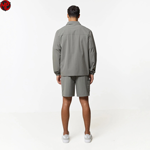 <b>Men</b> Lightweight <b>Jacket</b> and Shorts Set Zip Up Collar Two Pocket Casual Sports Windbreaker Shorts Set - Product Image 2