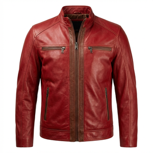Chaqueta de cuero lavado personalizada de alta calidad para hombre, con cuello vuelto, chaqueta de cuero gruesa para hombre, mejora el estilo personal. - Product Image 6
