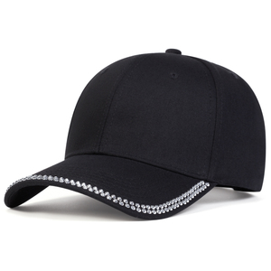 Gorra de Béisbol Unisex con Visera de Diamantes de Imitación, Gorra Lisa con Cristales Incrustados, Gorra de Papá Brillante con Visera Curva, Gorra de Sol para Exteriores de Poliéster/Algodón - Product Image 4