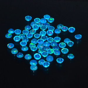 Lote de Cabujones Redondos de Ópalo Welo Etíope Natural AAA+ Azul de 3mm, Gema Preciosa Multifuego con Base Plana para Joyería - Product Image 1