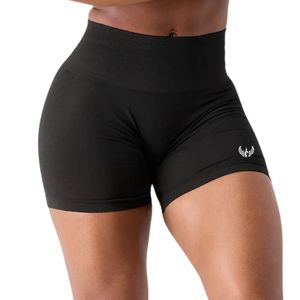 Shorts de sport noirs taille mi-haute pour femme – Compression extensible, entraînement, fitness, yoga, performance et confort - Product Image 1