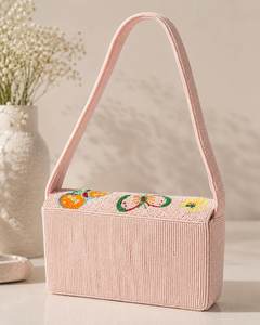Bolso de hombro hecho a mano con cuentas rosas y diseño de mariposa |   Bolso Artesanal con Cuentas de Semillas |   regalo para ella Shah Saloni - Product Image 4