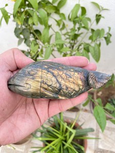 Escultura de Pez Koi de Labradorita Brillante |   Decoración Feng Shui de Piedras Preciosas Talladas a Mano para Coleccionistas y Exhibición en Interiores - Product Image 3