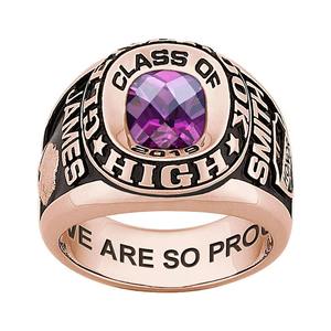 Anillo Clásico de Plata de Ley 925 con Doble Hilera de Piedras de Nacimiento, Personalizado, para Hombre, para Escuela Secundaria o Universidad - Product Image 1