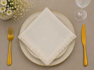 <b>Linen</b> Fringed <b>Cloth</b> Napkin Square Dinner <b>Table</b> Napkin for Wedding Restaurant Event - Product Image 1