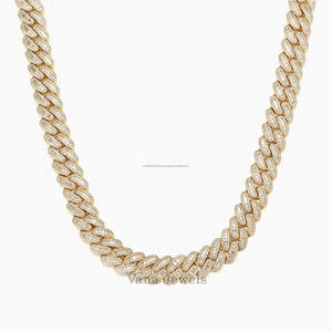 Bold 17MM Chapado en oro 925 Collar de plata esterlina 45CM 18 pulgadas de longitud Alto brillo Unisex Streetwear Hip Hop Joyería Moissanite - Product Image 1
