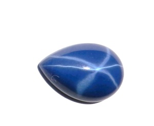 Zafiro Azul Estrella Pera 10x14 mm 6.5 Quilates, Cabujón Pulido Creado en Laboratorio con Efecto Estrella de 6 Rayos, 4.5 mm de Altura para Fabricación de Joyas - Product Image 1