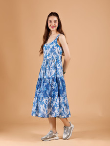 Vestidos Midi Casuales de Alta Calidad para Mujer, Estilo Elegante, para Fiesta, Sin Mangas, Cuello en V, Lavables, Formales, Cintura Natural, Georgette - Product Image 2