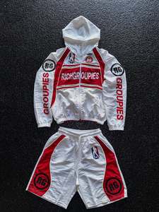 <b>Men</b> <b>Summer</b> Windbreaker <b>Jacket</b> and Shorts Set Lightweight Nylon Hooded Tracksuit Two Piece Streetwear Sport - Product Image 1