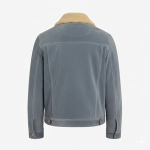 Chaqueta de Cuero Azul Premium con Logotipo Personalizado, Modelo 2026, para Hombre, con Cuello de Piel, Chaqueta de Invierno Personalizada - Product Image 2