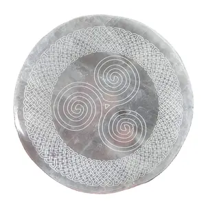 Placa de carga de selenita grabada, piedra curativa de reiki, cristales curativos, compra de ágata taiba, nuevo diseño