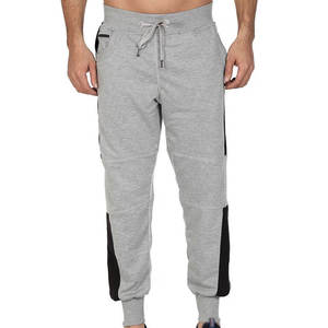 Pantalon de survêtement gris clair pour homme, taille élastique, cordon de serrage, poches latérales, respirant, tricoté, décontracté, pour l'automne - Product Image 1