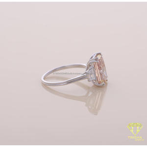 Anillo Rectangular de Lujo con Diamante Moissanita en Plata de Ley 925 con Piedras Laterales Transparentes para Minoristas de Joyería Nupcial - Product Image 3
