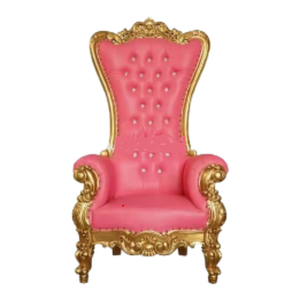 Modern Style <b>Pink</b> Upholstered Throne Chair with Gold Frame One Seat Outdoor <b>Garden</b> Sofa <b>Furniture</b> - Product Image 3