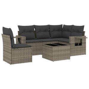 Conjunto de Sofá de Jardín de Ratán PE Gris con Acero con Recubrimiento en Polvo y Vidrio Templado, Muebles de Exterior Premium - Product Image 2
