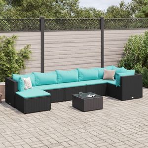 Grand ensemble de salon de jardin modulaire en rotin PE noir - Product Image 1