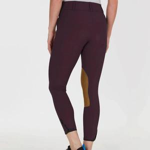 Pantalon d'équitation pour femme taille haute, longueur cheville, en tricot Spandex Nylon extensible dans les quatre sens, couleur unie avec empiècements - Product Image 1